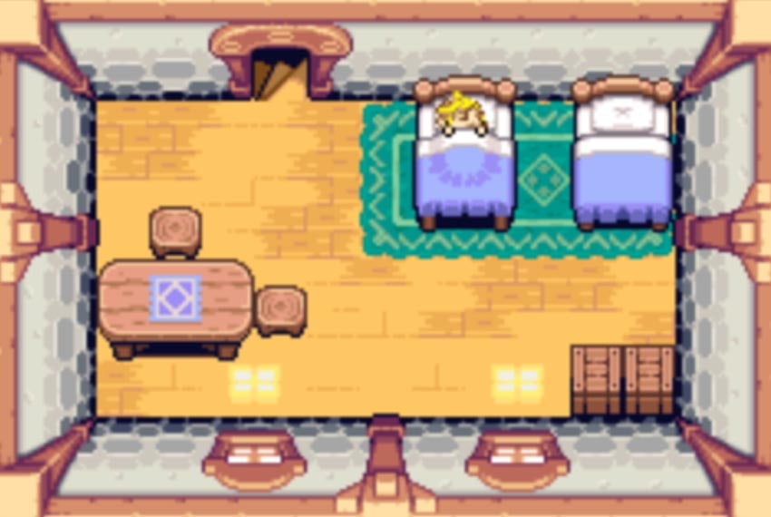 Starts to play The Legends Of Zelda, The Minish Cap ROM